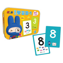 Load image into Gallery viewer, 忍者兔認知學習圖卡:數字123 x 字母ABC x 交通 x 動物【40張雙面全彩圖卡+收納鐵盒】