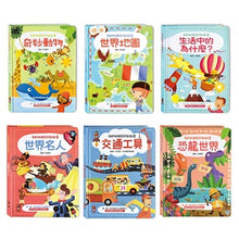 Load image into Gallery viewer, 我的知識百科翻翻書:奇妙動物、生活中的為什麼、世界地圖、世界名人、交通工具、恐龍世界